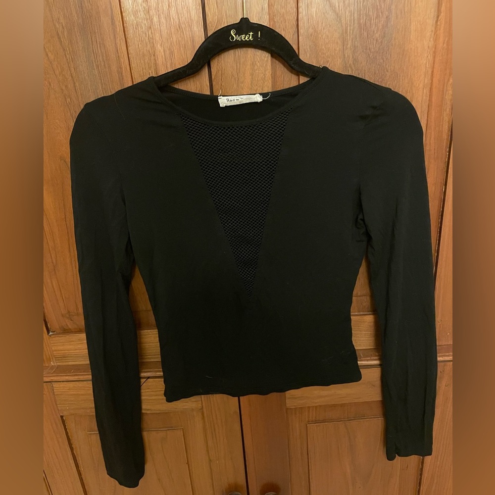 Black Top with See Through Design in Front